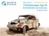 Quinta Studio QD+35151 Kubelwagen Type 82 3D-Printed & coloured Interior on decal paper (Meng VS-016) (with 3D-printed resin parts) 1/35